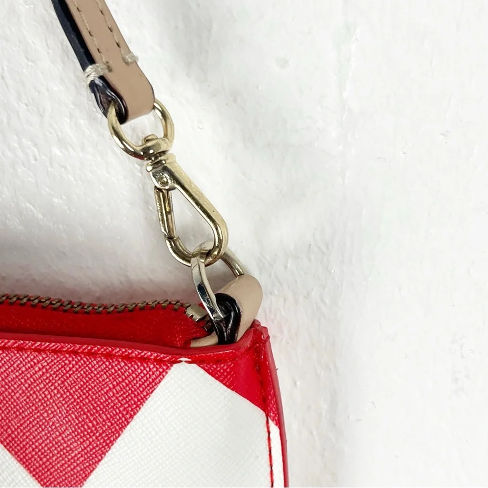 KATE SPADE South of the Border Lolly Red White Chevron Pattern Wristlet Boho